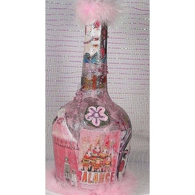 Handmade Lighted Decorated Whimsical Bottle Circus Fun for Circus Lovers in Pink   173420781565
